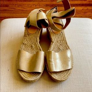 J. Crew Gold Metallic Wedge